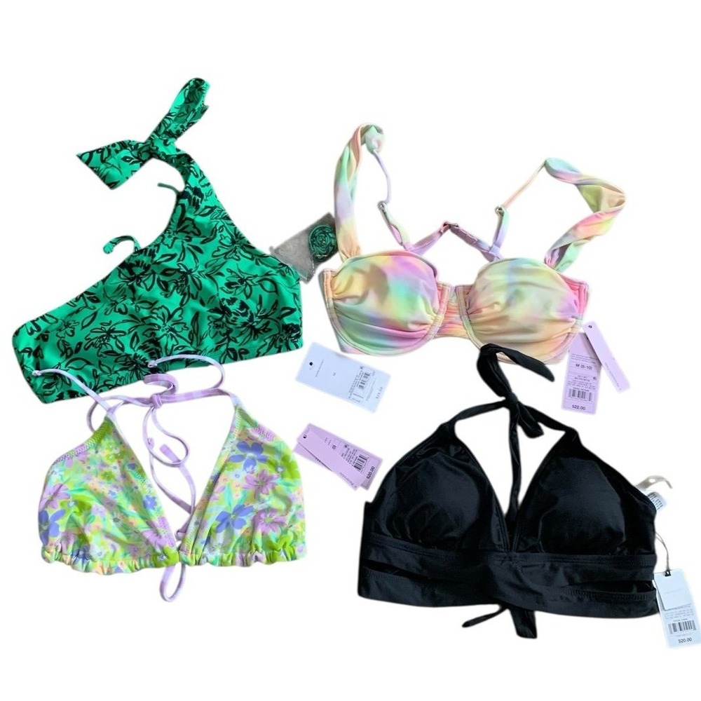 Wild‎ Fable Shade & Shore Women Medium Multicolor Bikini Top Lot 4pc Floral Y2K